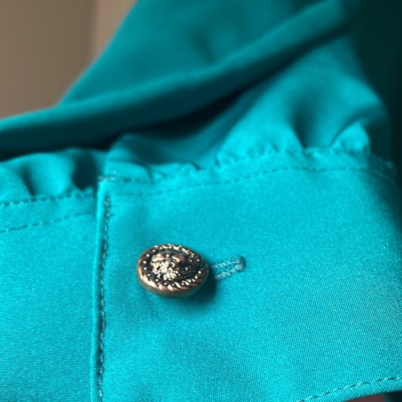 Vintage long sleeve button down polyester shirt with shoulder pads - Picture 4 of 6